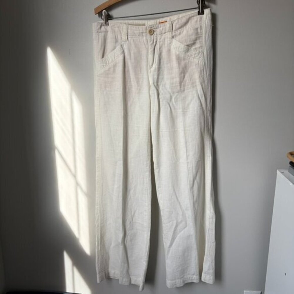 Anthropologie Pilcro and The Letterpress White Linen Cotton Pants Women's 6